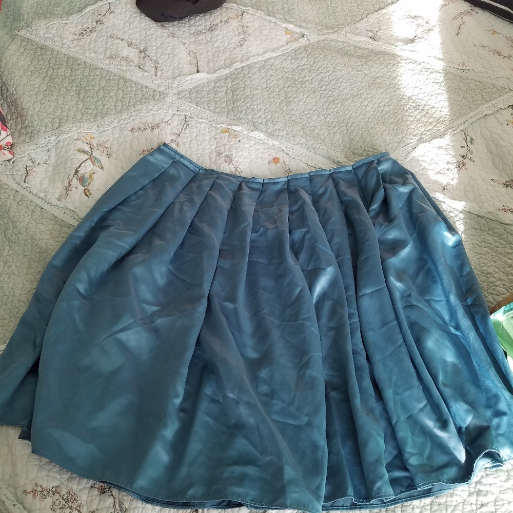 blue silk skirt